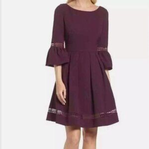 Eliza J Black Bell Sleeve Fit & Flare Dress Style Size 16
